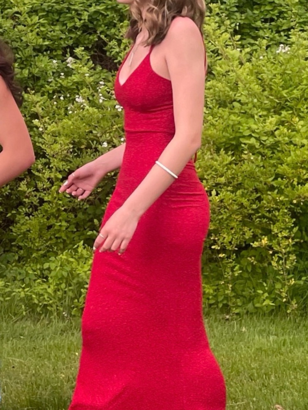 MUST GO! Windsor Red Sparkly V-Neck Prom Dress (fits XS & small)